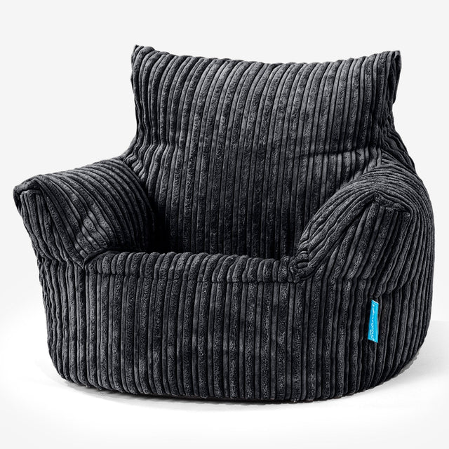 Kids Armchair Bean Bag for Toddlers 1-3 yr - Cord Black 01