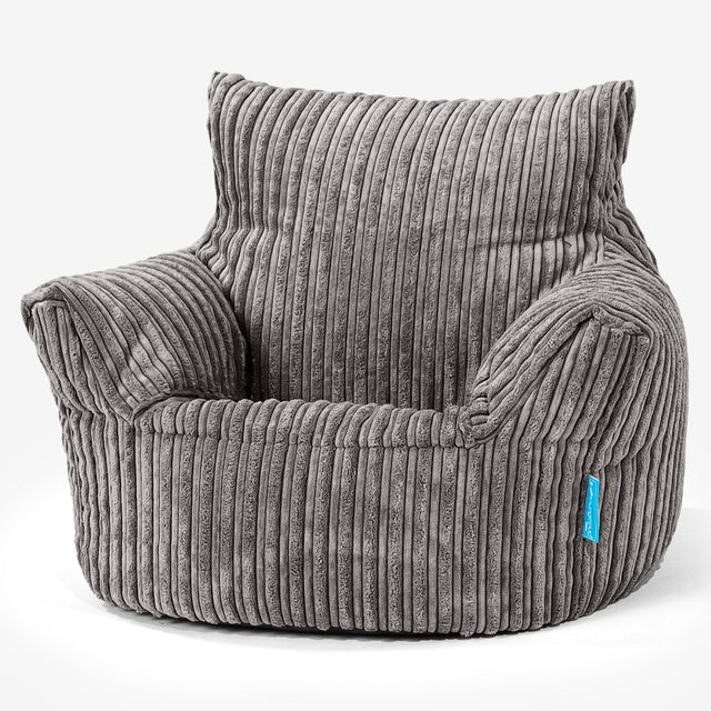 Kids Armchair Bean Bag for Toddlers 1-3 yr - Cord Graphite Grey 01
