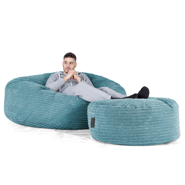 Mega Mammoth Bean Bag Sofa - Cord Aegean Blue 02