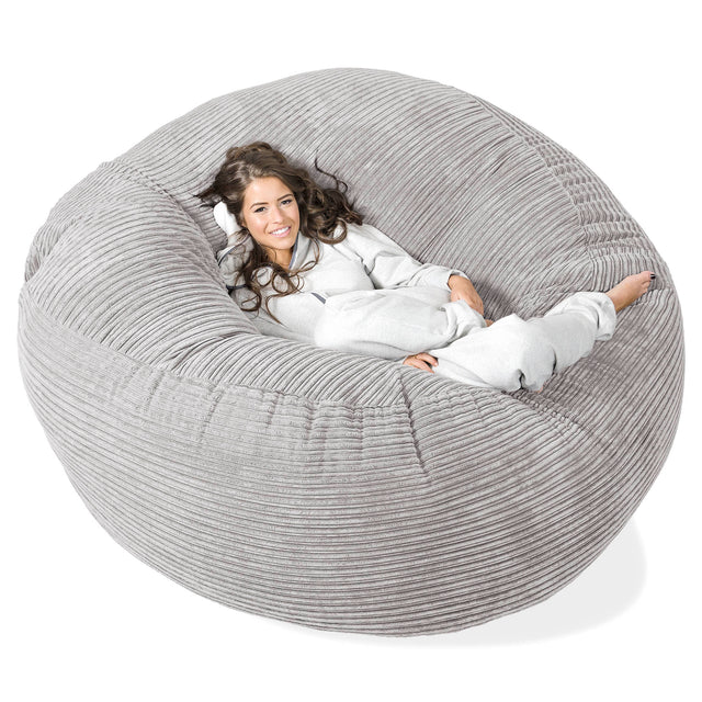 Mega Mammoth Bean Bag Sofa - Cord Aluminium Silver 01