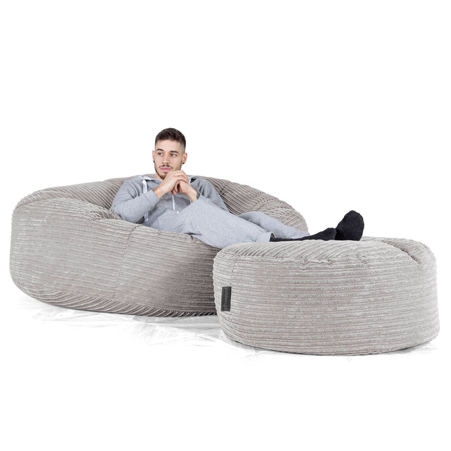 Mega Mammoth Bean Bag Sofa - Cord Aluminium Silver 02