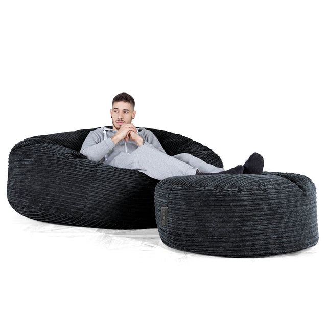 Mega Mammoth Bean Bag Sofa - Cord Black 02