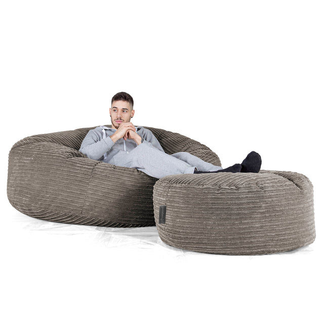 Mega Mammoth Bean Bag Sofa - Cord Graphite Grey 02