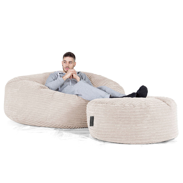 Mega Mammoth Bean Bag Sofa - Cord Ivory 02
