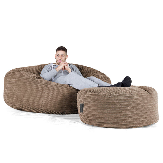 Mega Mammoth Bean Bag Sofa - Cord Mocha Brown 02