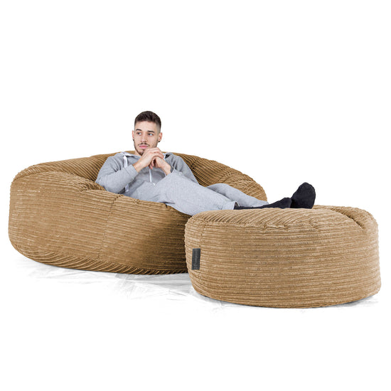 Mega Mammoth Bean Bag Sofa - Cord Sand 02