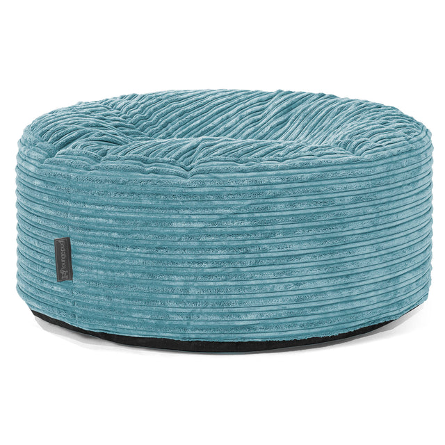 Large Round Pouffe - Cord Aegean Blue 01