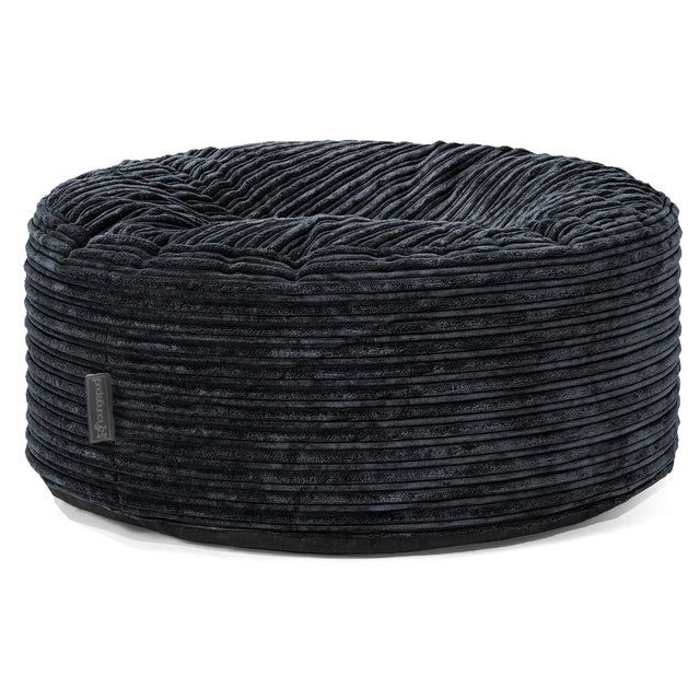 Large Round Pouffe - Cord Black 01