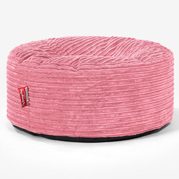 Large Round Pouffe - Cord Coral Pink 01
