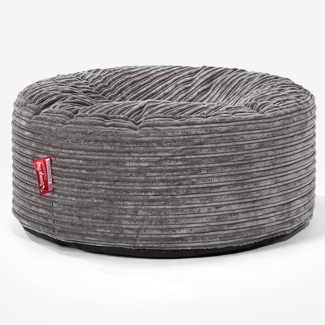 Large Round Pouffe - Cord Graphite Grey 01