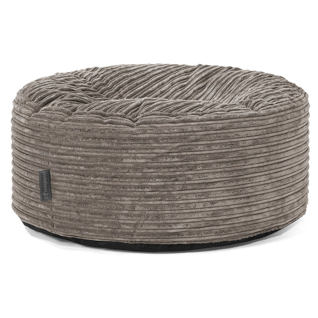 Large Round Pouffe - Cord Graphite Grey 01