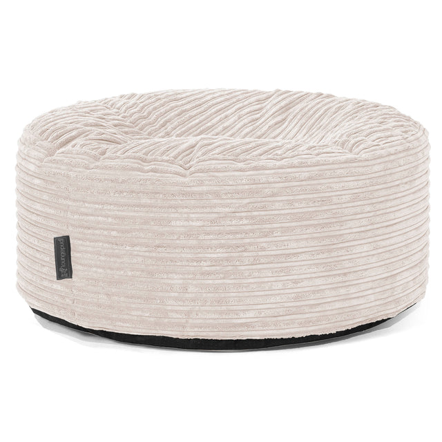 Large Round Pouffe - Cord Ivory 01