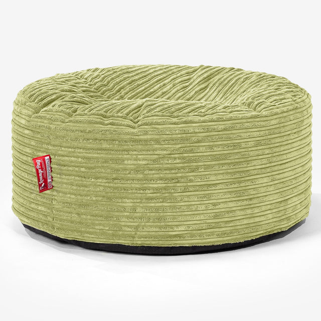Large Round Pouffe - Cord Lime Green 01