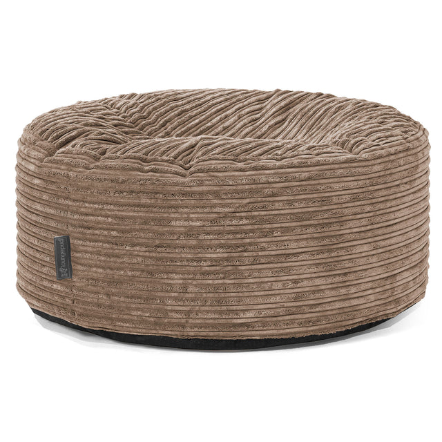 Large Round Pouffe - Cord Mocha Brown 01