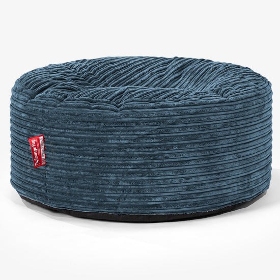 Large Round Pouffe - Cord Navy Blue 01