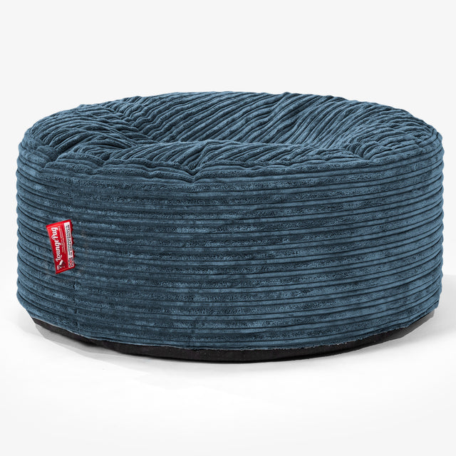 Large Round Pouffe - Cord Navy Blue 01