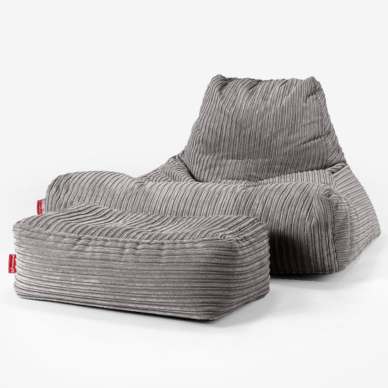 Mega Lounger Bean Bag - Cord Graphite Grey 02