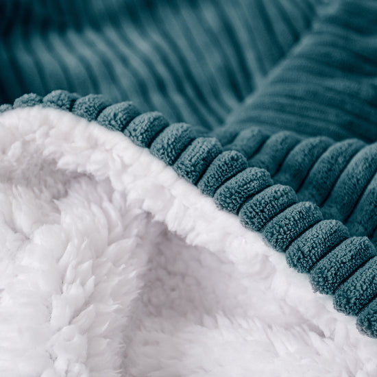 Sherpa Throw / Blanket - Cord Teal Blue 04