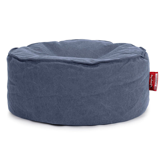 Large Round Pouffe - Canvas Navy 01