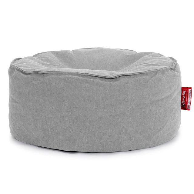 Large Round Pouffe - Canvas Pewter 01