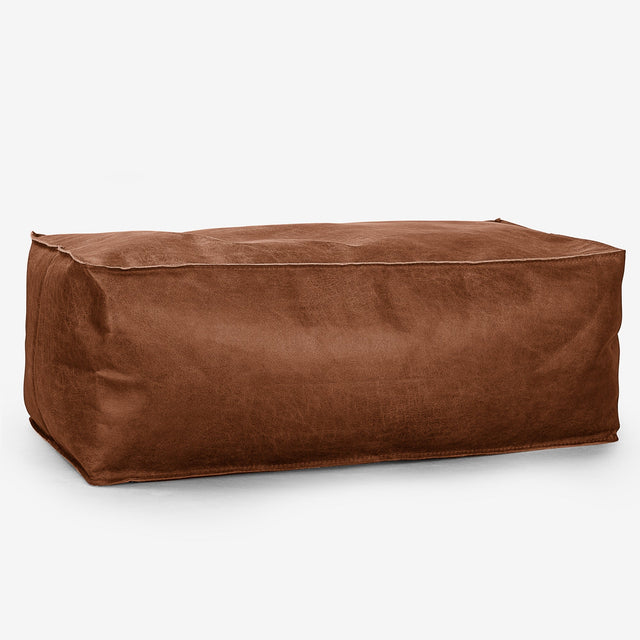 Large Footstool - Distressed Leather British Tan 01