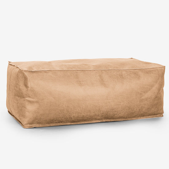 Large Footstool - Distressed Leather Honey Brown 01