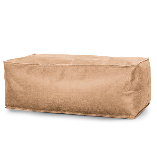Large Footstool - Distressed Leather Honey Brown 01