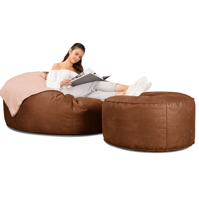 Mega Mammoth Bean Bag Sofa - Distressed Leather British Tan 02