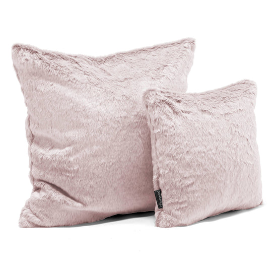 Extra Large Decorative Cushion 70 x 70cm - Faux Rabbit Fur Dusty Pink