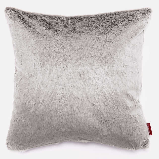 Extra Large Decorative Cushion 70 x 70cm - Faux Rabbit Fur Light Grey