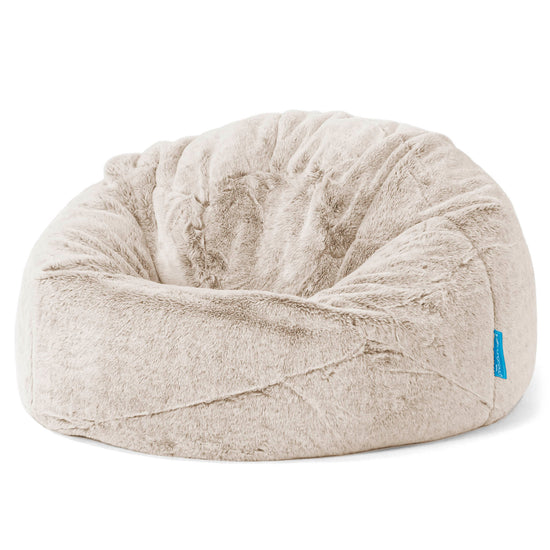 Children's Classic Bean Bag Chair - Faux Rabbit Fur Golden Brown 01