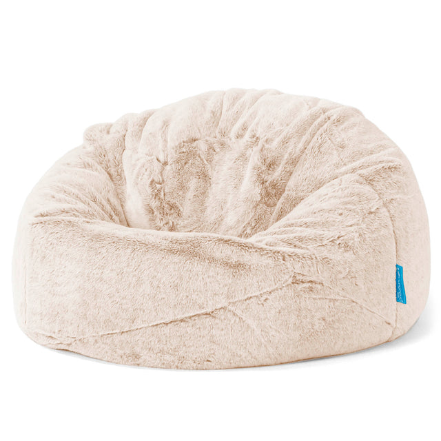 Children's Classic Bean Bag Chair - Faux Rabbit Fur White 01