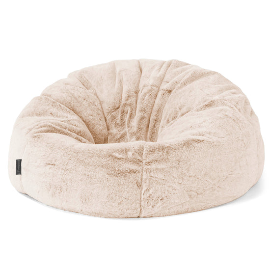 Classic Bean Bag Chair - Faux Rabbit Fur White 01