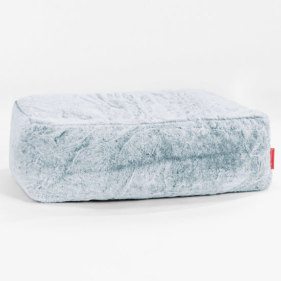 Large Footstool - Faux Rabbit Fur Dusty Blue 01