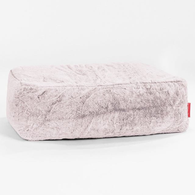 Large Footstool - Faux Rabbit Fur Dusty Pink 01