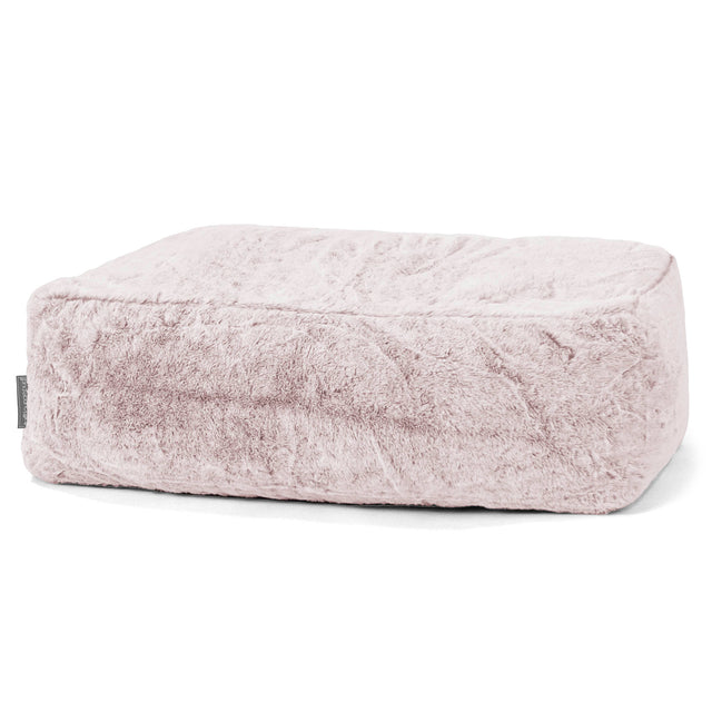 Large Footstool - Faux Rabbit Fur Dusty Pink 01