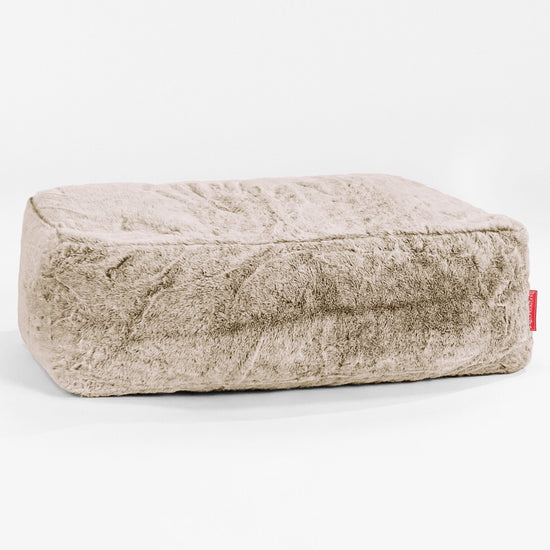 Large Footstool - Faux Rabbit Fur Golden Brown 01