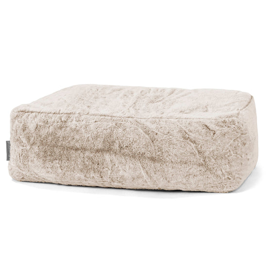 Large Footstool - Faux Rabbit Fur Golden Brown 01