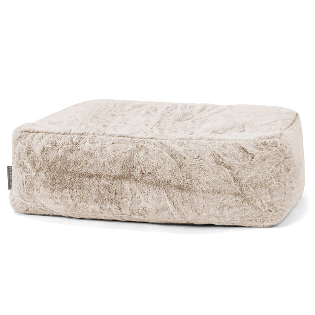 Large Footstool - Faux Rabbit Fur Golden Brown 01