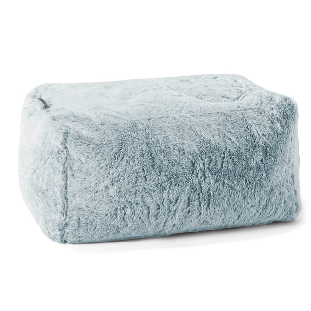 Small Footstool - Faux Rabbit Fur Dusty Blue 01