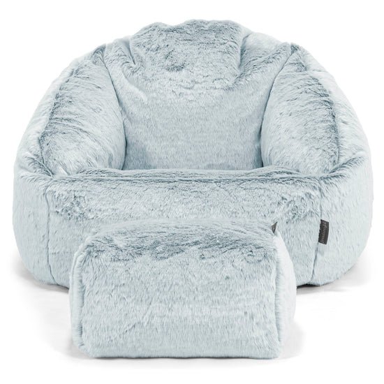 Bubble Bean Bag Chair - Faux Rabbit Fur Dusty Blue 02