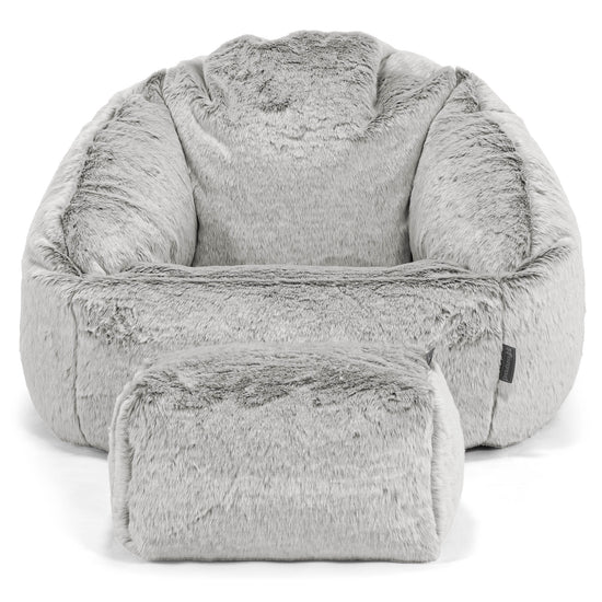 Bubble Bean Bag Chair - Faux Rabbit Fur Light Grey 01