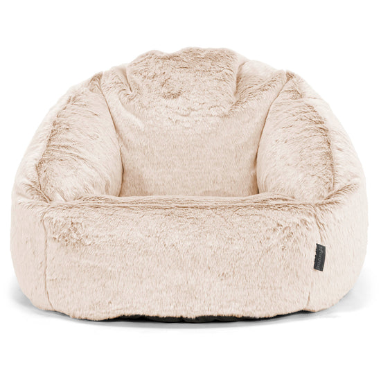 Bubble Bean Bag Chair - Faux Rabbit Fur White 01