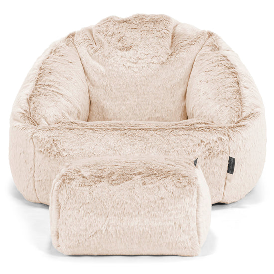 Bubble Bean Bag Chair - Faux Rabbit Fur White 02