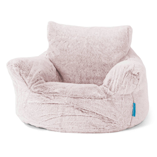 Toddlers' Armchair 1-3 yr Bean Bag - Faux Rabbit Fur Dusty Pink 01