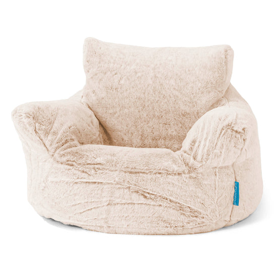 Toddlers' Armchair 1-3 yr Bean Bag - Faux Rabbit Fur White 01