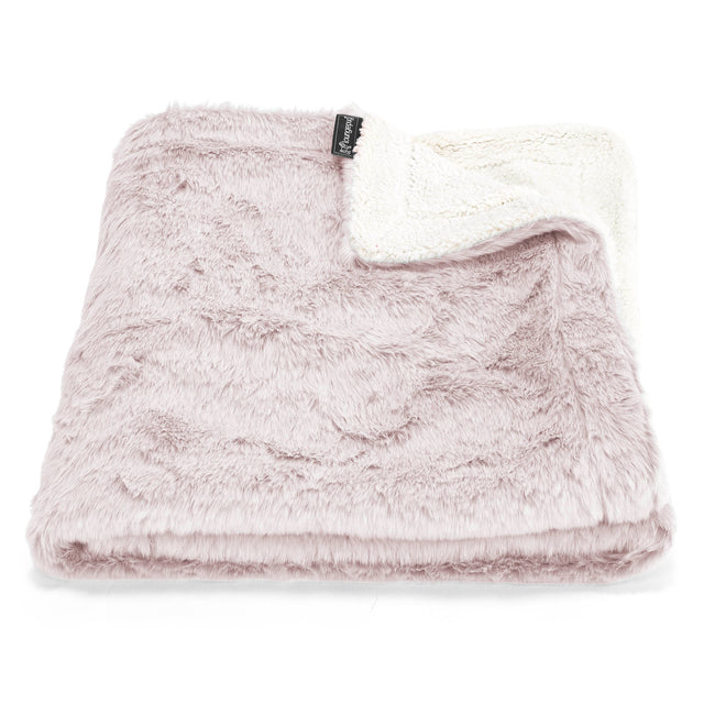 Sherpa Throw / Blanket - Faux Rabbit Fur Dusty Pink 01