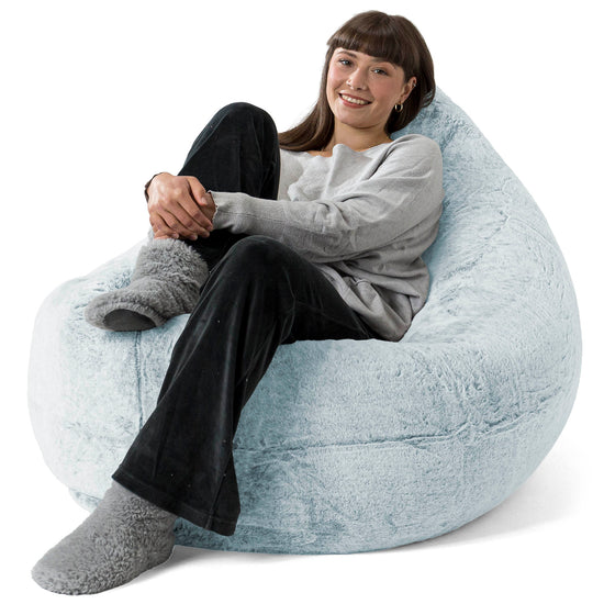 XL Pillow Beanbag - Faux Rabbit Fur Dusty Blue 02