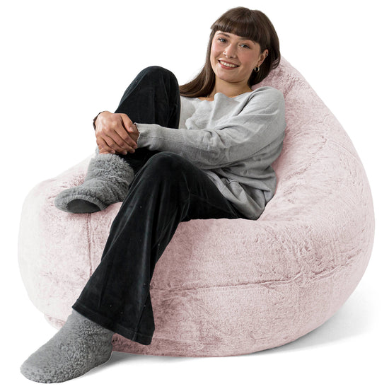 XL Pillow Beanbag - Faux Rabbit Fur Dusty Pink 02