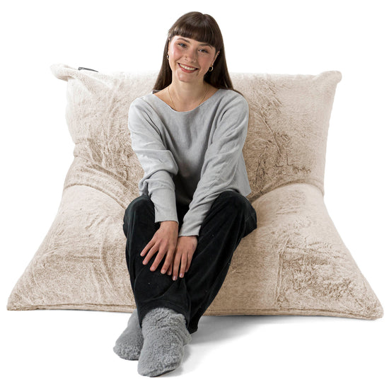 XL Pillow Beanbag - Faux Rabbit Fur Golden Brown 01